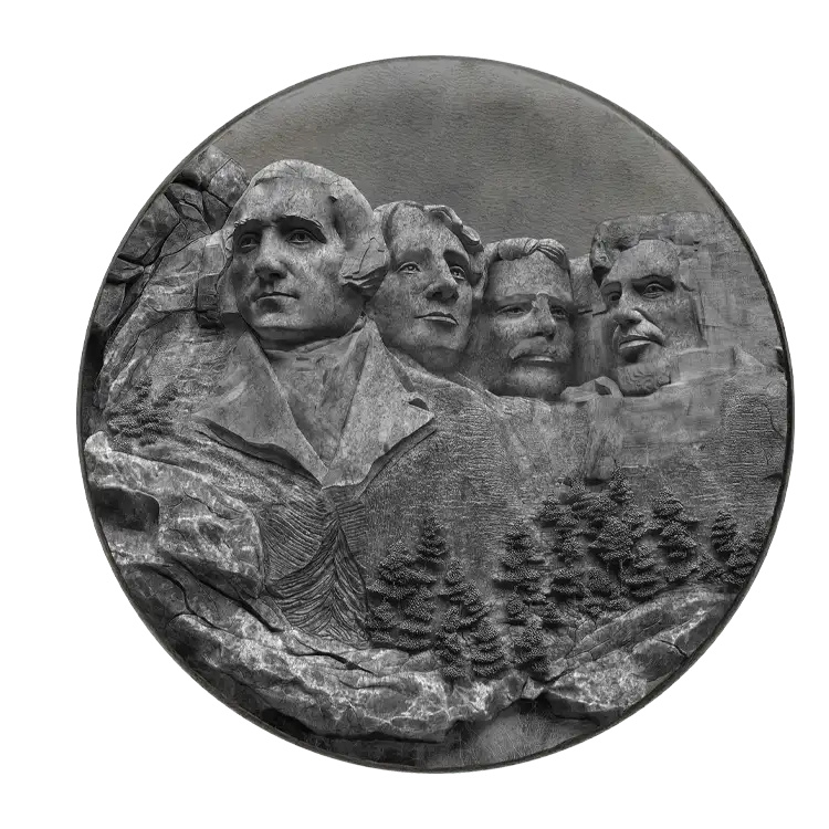 2025 Samoa Mount Rushmore Ultra-Ultra High Relief Antiqued 2 oz Silver Coin