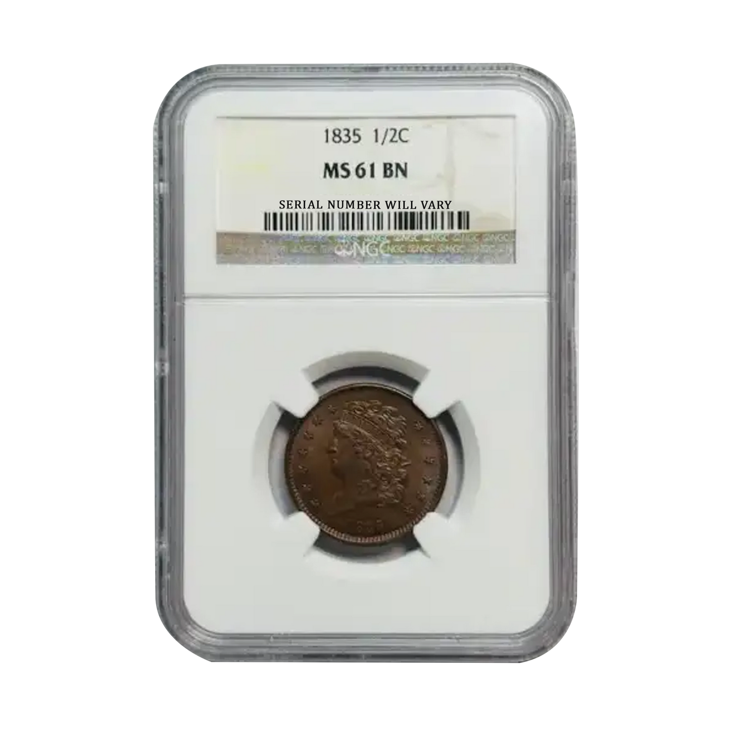 1835 Classic Head Half Cent - NGC MS61 BN