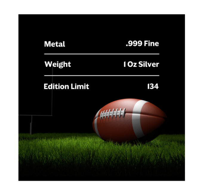 Chromatics American Football 1 oz Silver Bar - CoinsTV