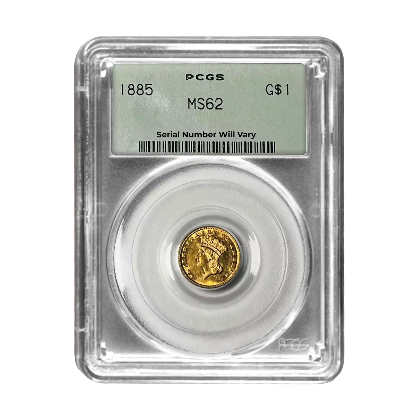 1885 G$1 Liberty Gold Head PCGS MS62 - Old Green Holder - CoinsTV