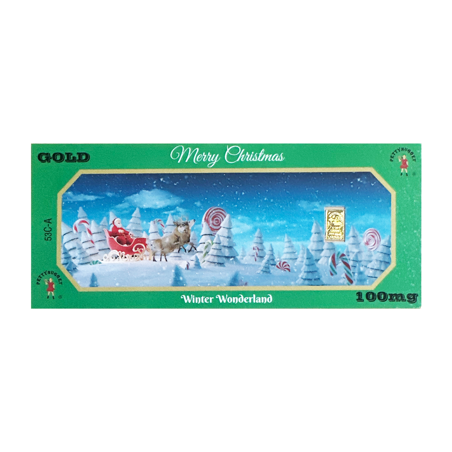 Santa Claus PettyNugget - 1/10 Gram Gold Bar 24kt in a Card - CoinsTV