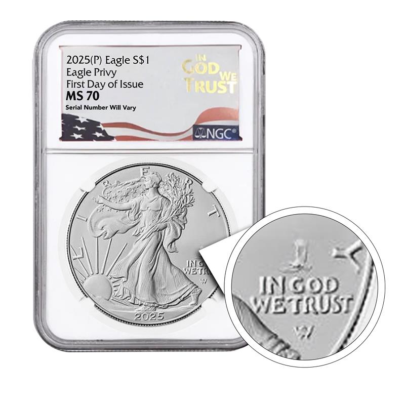 2025 (P) Silver Eagle - Eagle Privy - NGC MS70 First Day of Issue