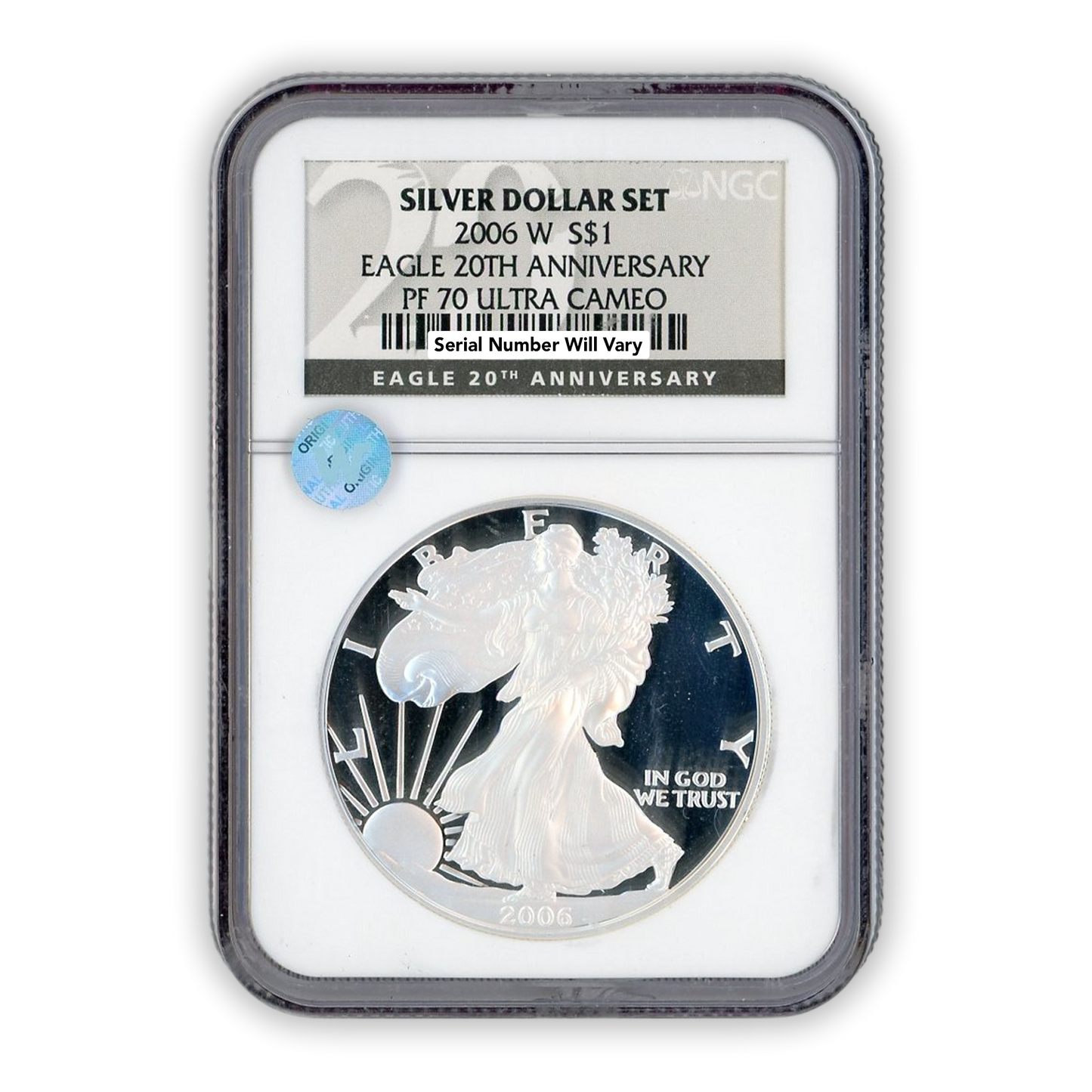 2006 W Silver Eagle - 20th Ann. Black Label - NGC PF70 Ultra Cameo Sight White - CoinsTV