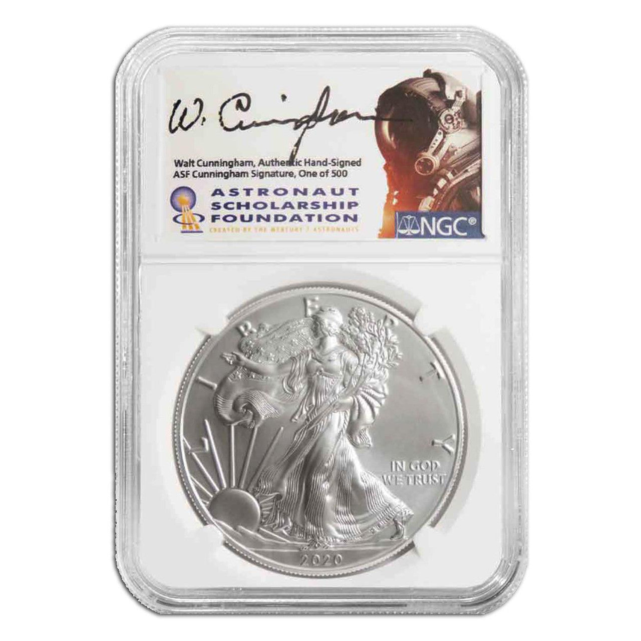 2020 Silver Eagle - NGC MS70 - 1 of 500 Astronaut Cunningham Signed