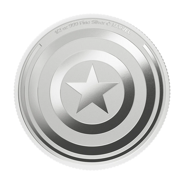 2026 Niue Captain America's Shield BU 1/2 oz Silver Coin - CoinsTV