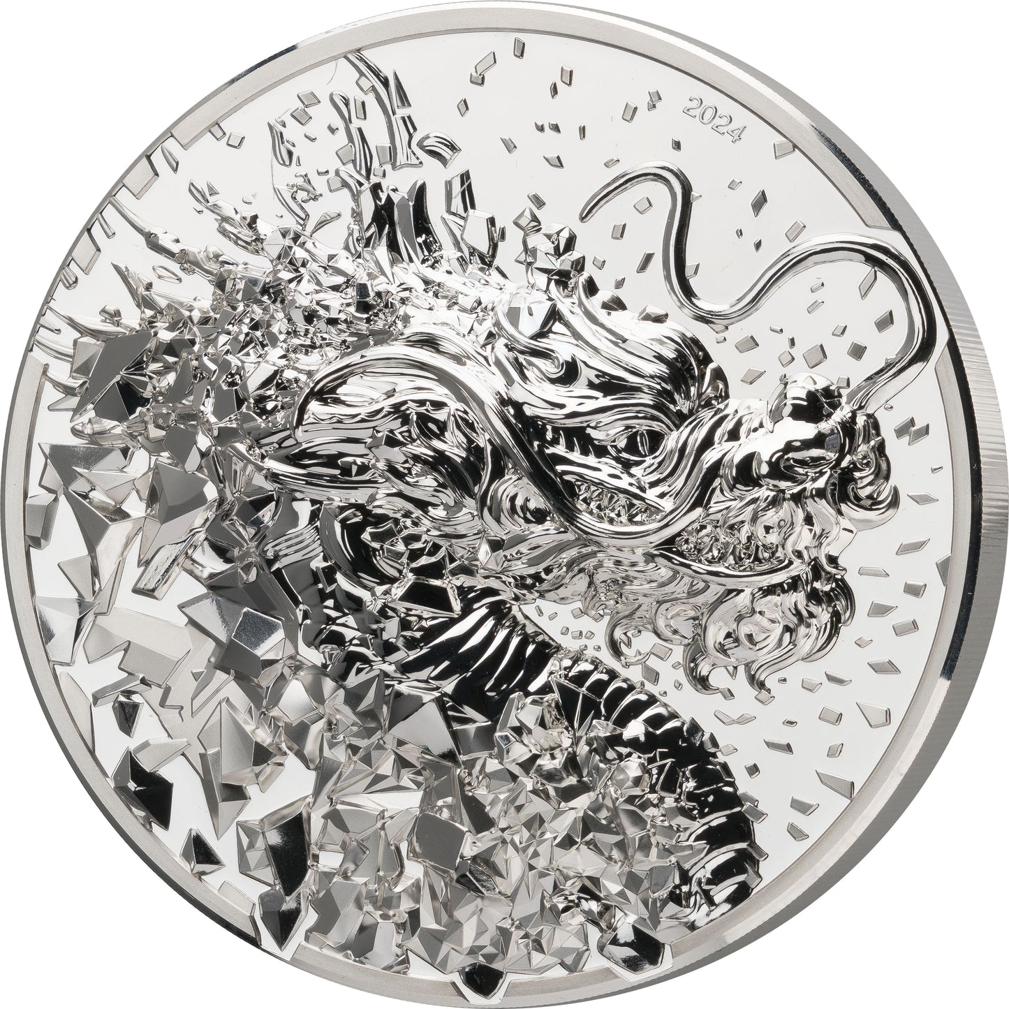 2024 Mongolia Silver Burst Dragon 500g Silver Coin