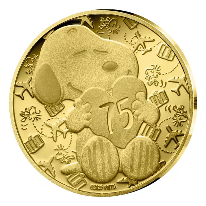 2025 France Peanuts Snoopy 75th Anniversary 0.5g Gold Coin