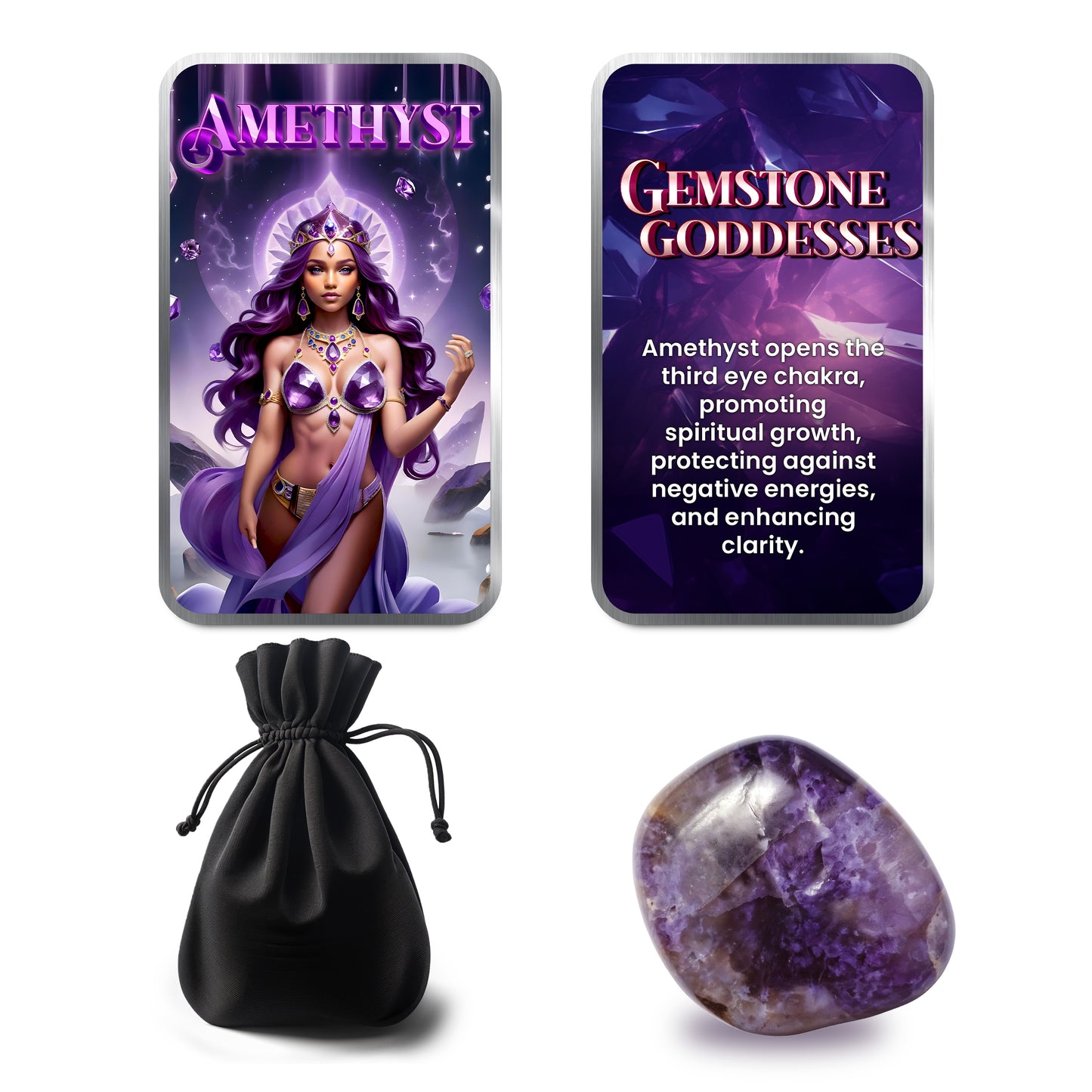 Chromatics Gemstone Goddesses Amethyst 1 oz Silver Bar - CoinsTV