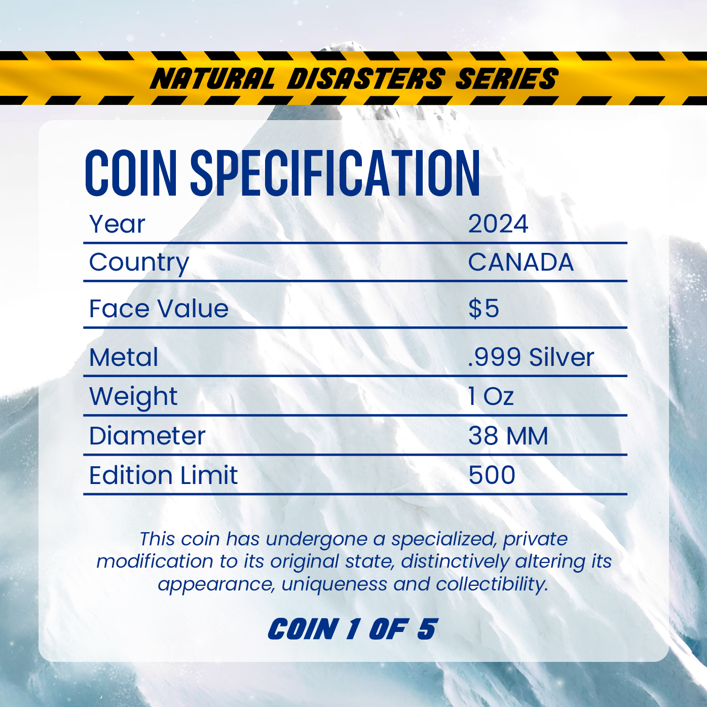 2024 1 oz Avalanche Maple Leaf Silver - Natural Disaster Series - CoinsTV