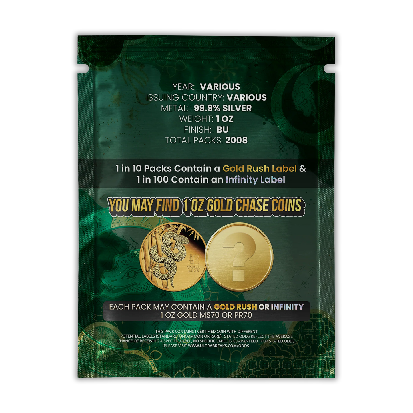 UltraBreaks: Year of the Snake Special Edition featuring 1 oz silver coins and Gold Chase coins