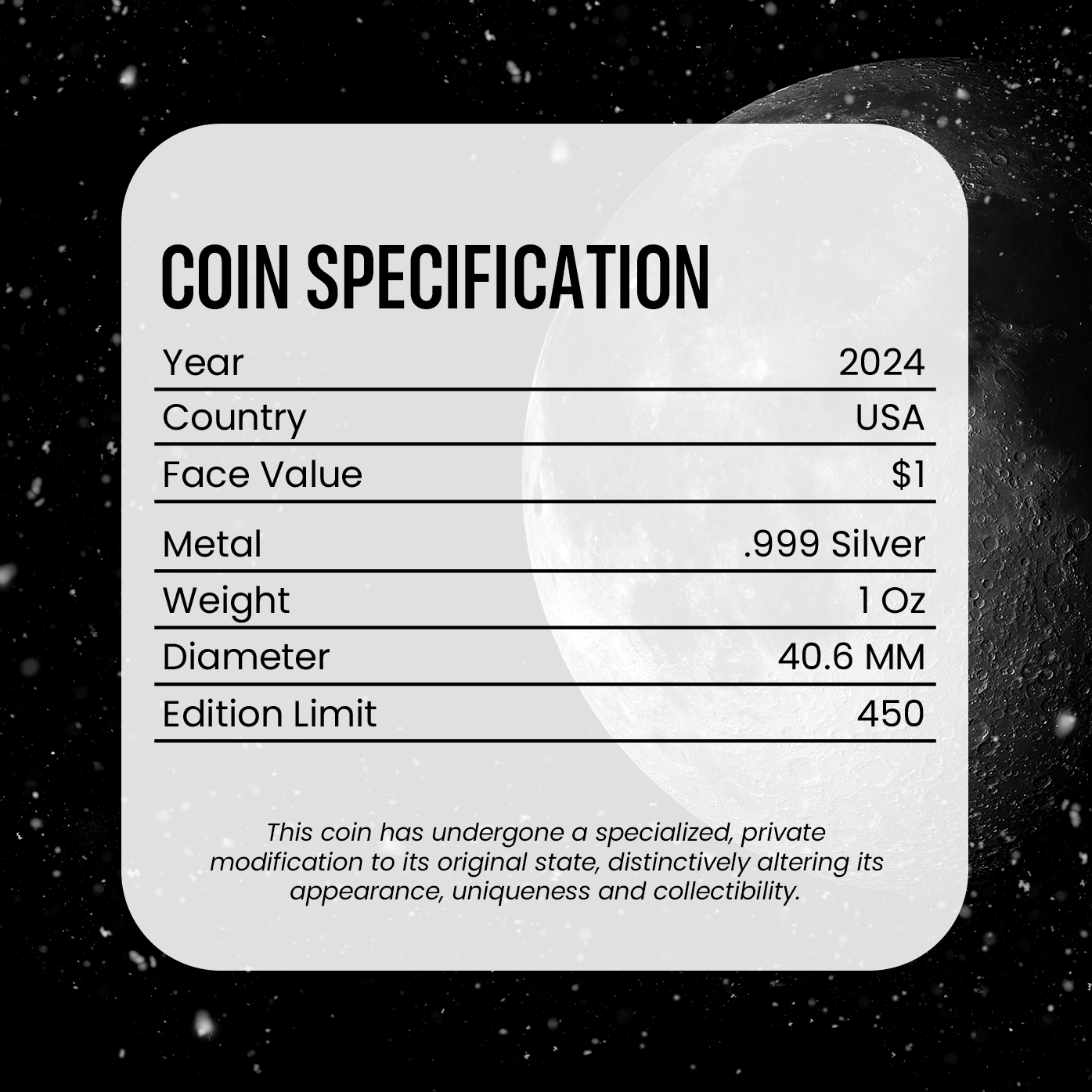 2024 Chromatics Moon Landing Silver Eagle Star Privy - CoinsTV