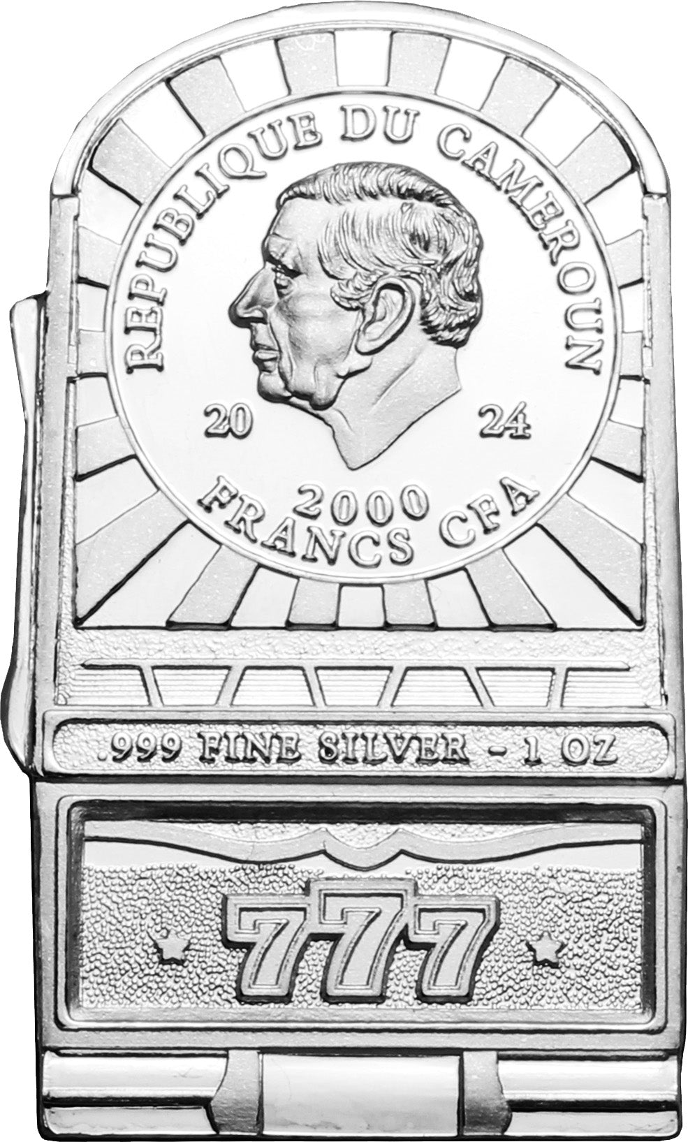 2024 Cameroon Slot Machine Shaped 1 oz Silver Coin