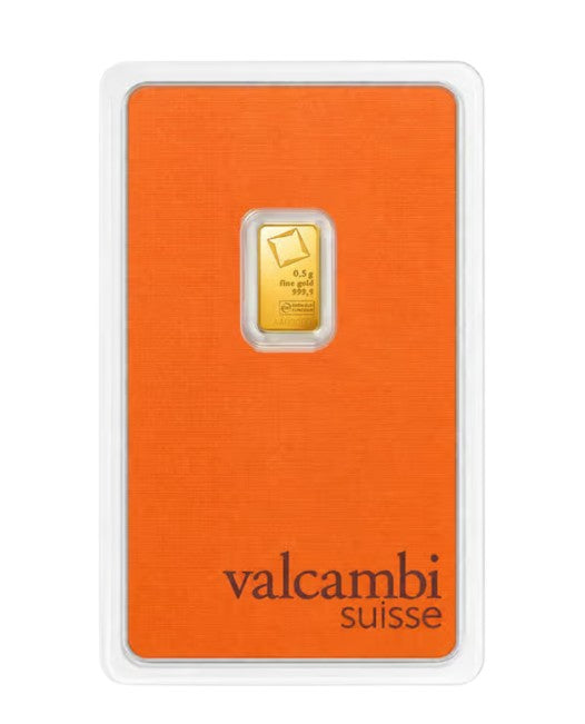1/2 gram Gold Bar - Valcambi (Carded)