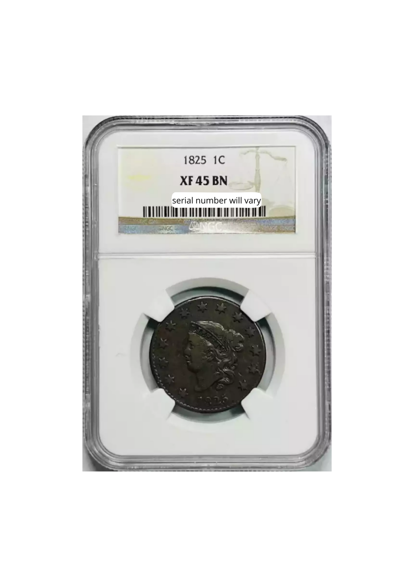 1825 Large Cents Coronet Head NGC XF-45 BN - CoinsTV