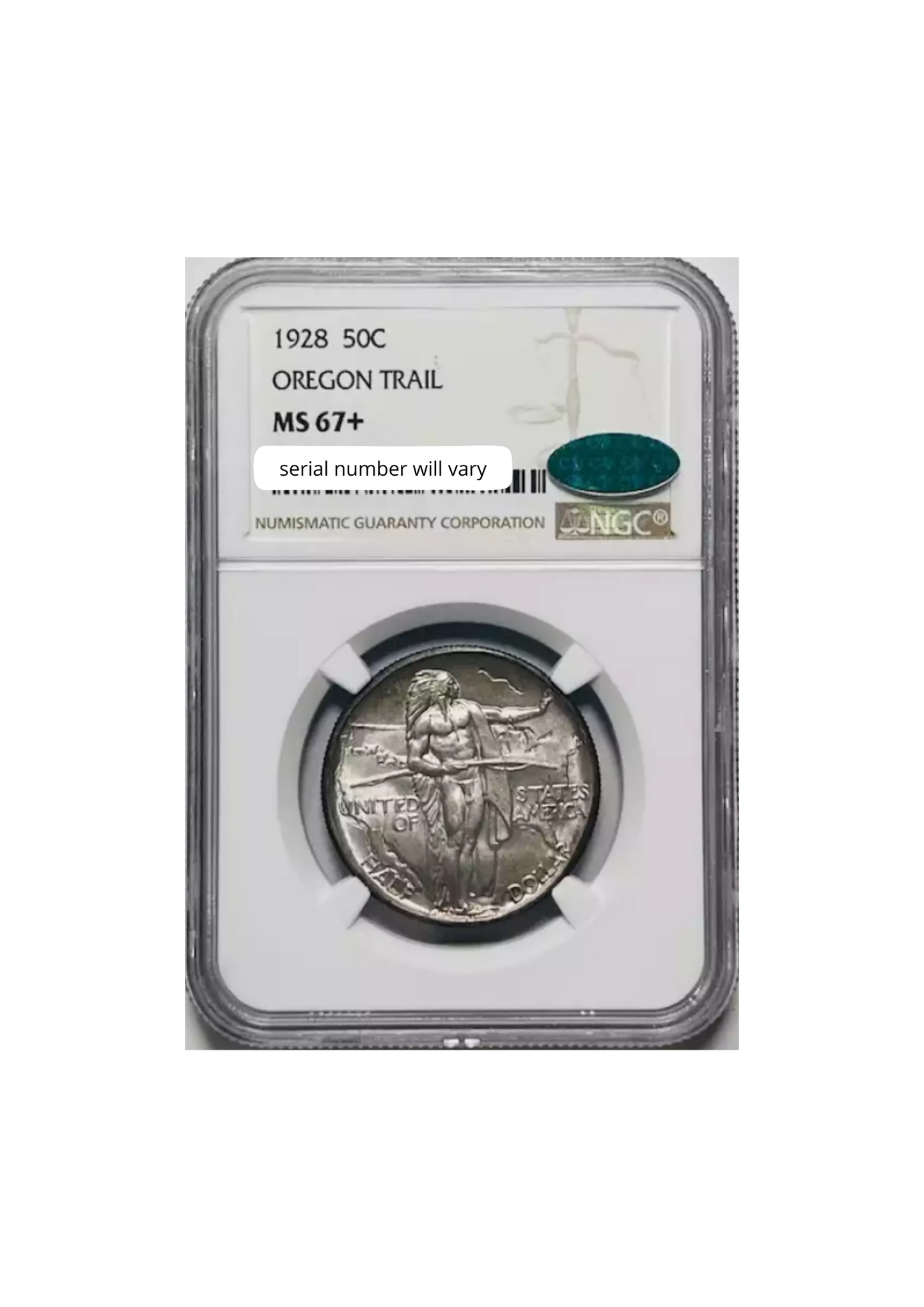 1928 Oregon Trail Silver Half Dollar Commemorative MS67+ CAC