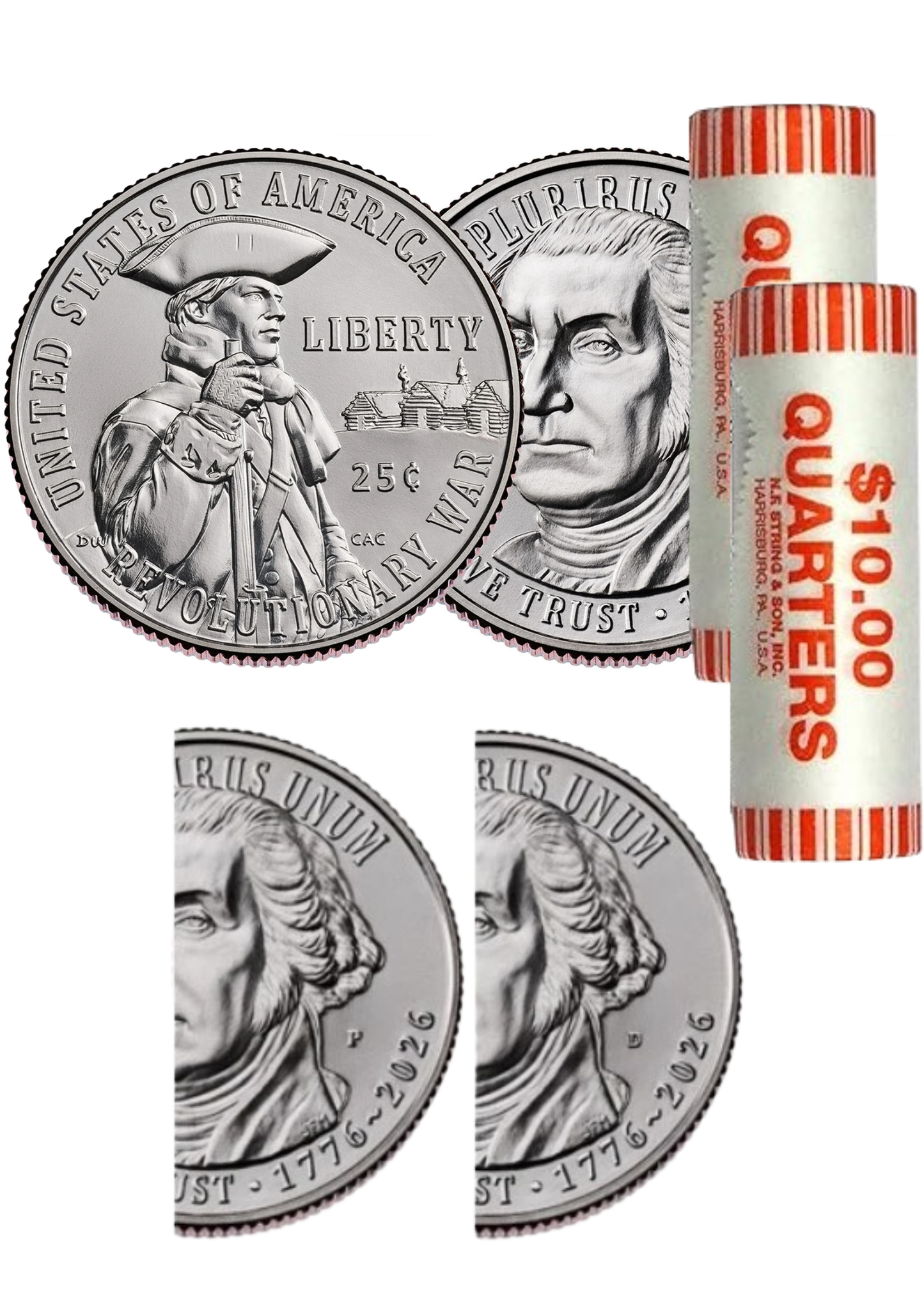 2026 P & D Revolutionary Semiquincentennial Quarter Roll Set - CoinsTV
