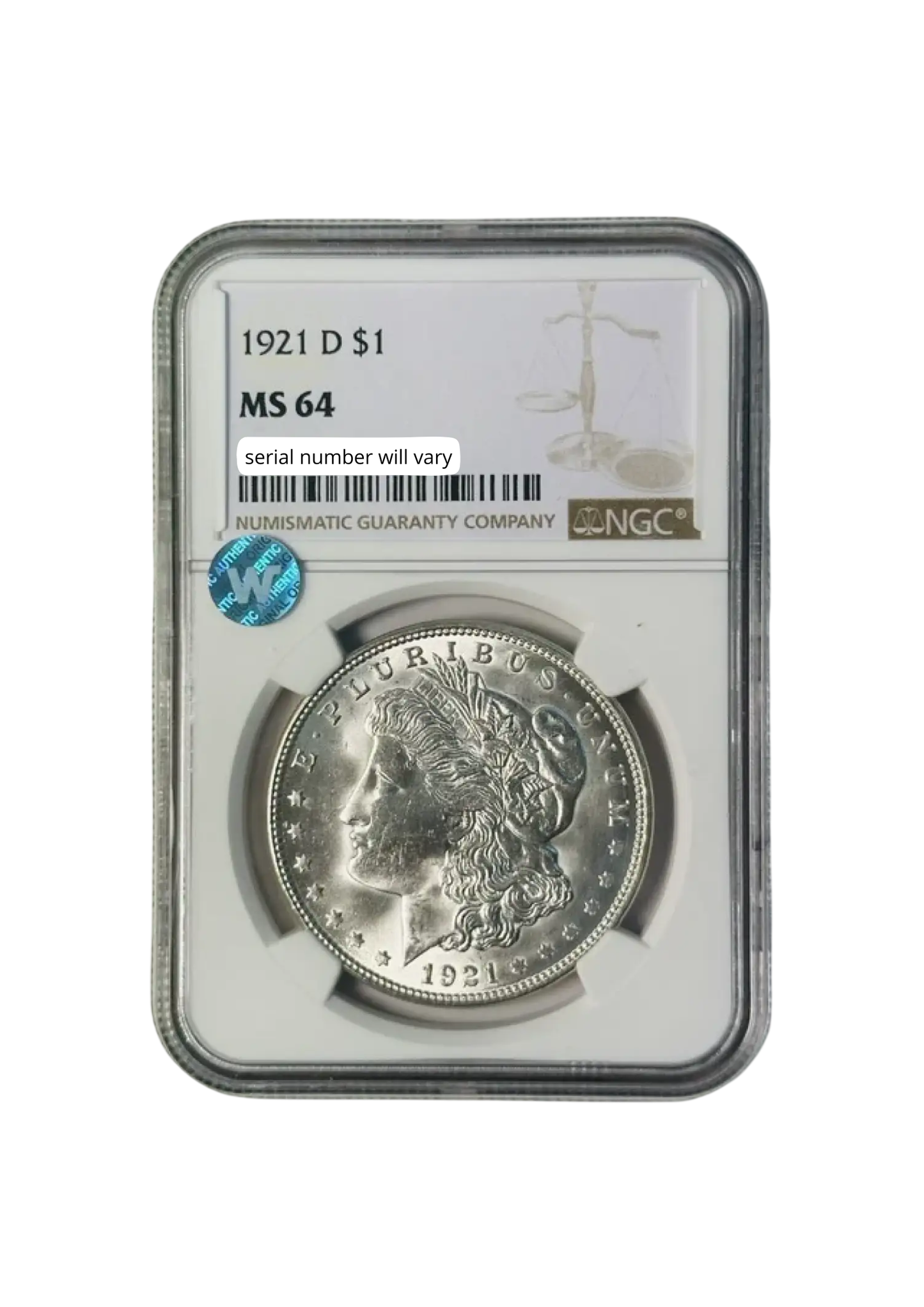 1921-D Morgan Silver Dollar - NGC MS64 Sight White