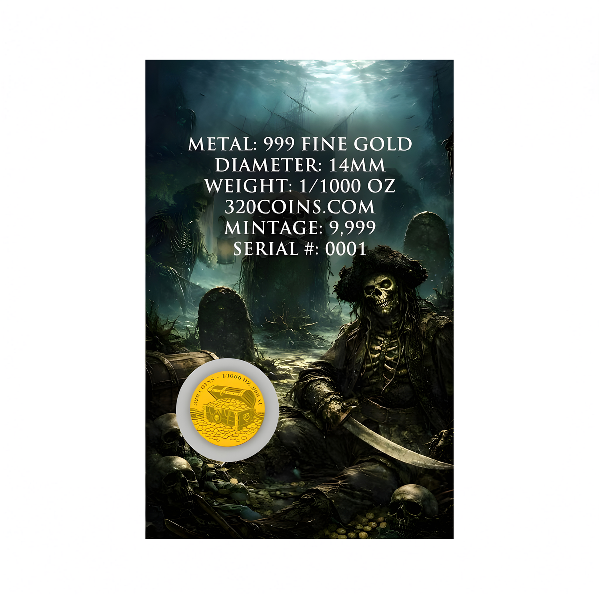 Davy Jones Locker 1/1000 oz Gold Round in Card