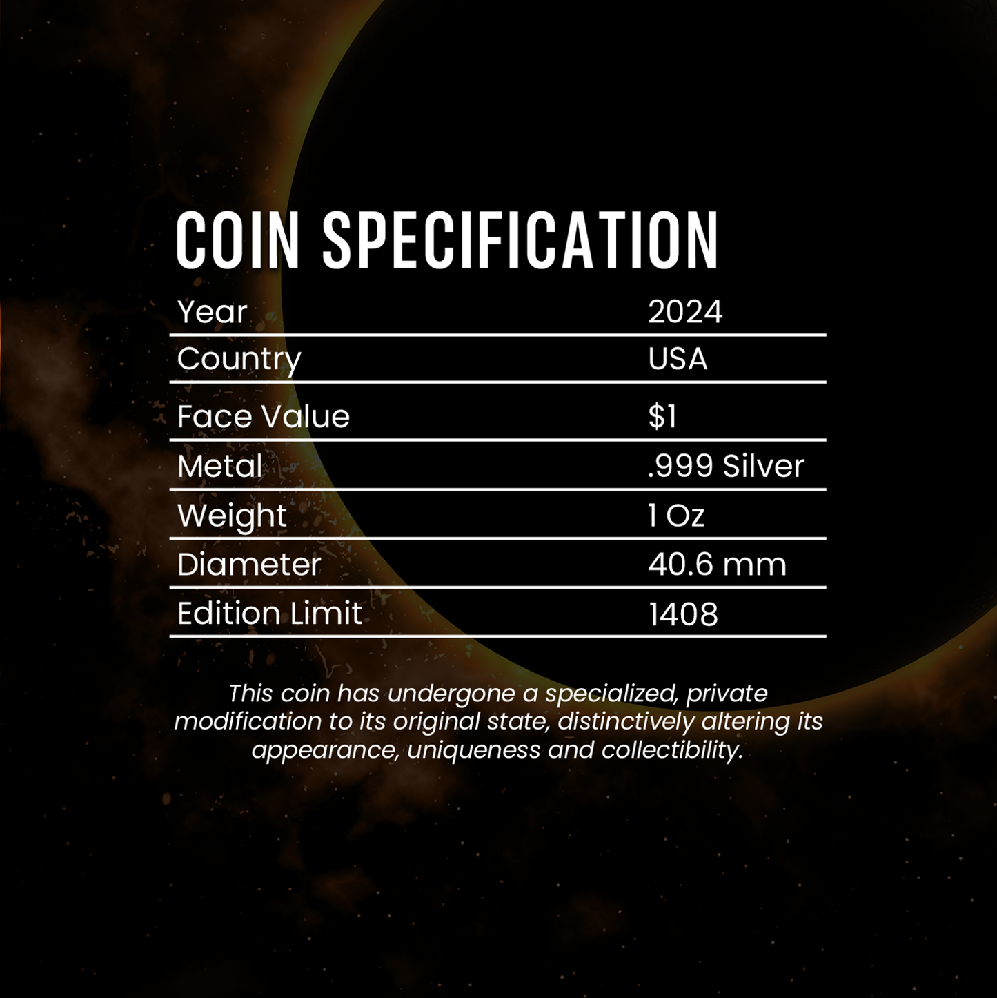 Chromatics Total Eclipse- 2024 Silver Eagle - CoinsTV