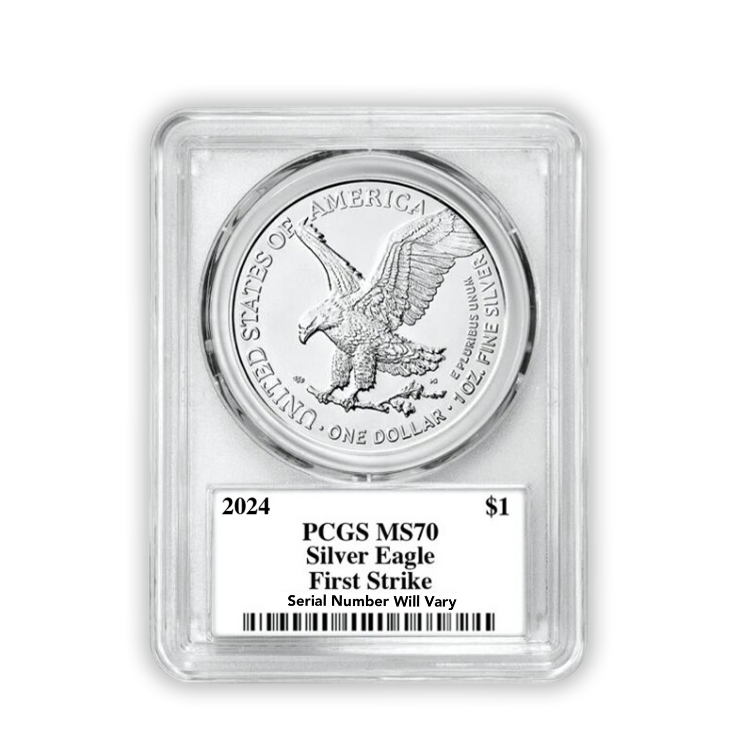 2024 Silver Eagle - Business Strike - PCGS MS70 FS First Strike Emily Damstra Label - CoinsTV