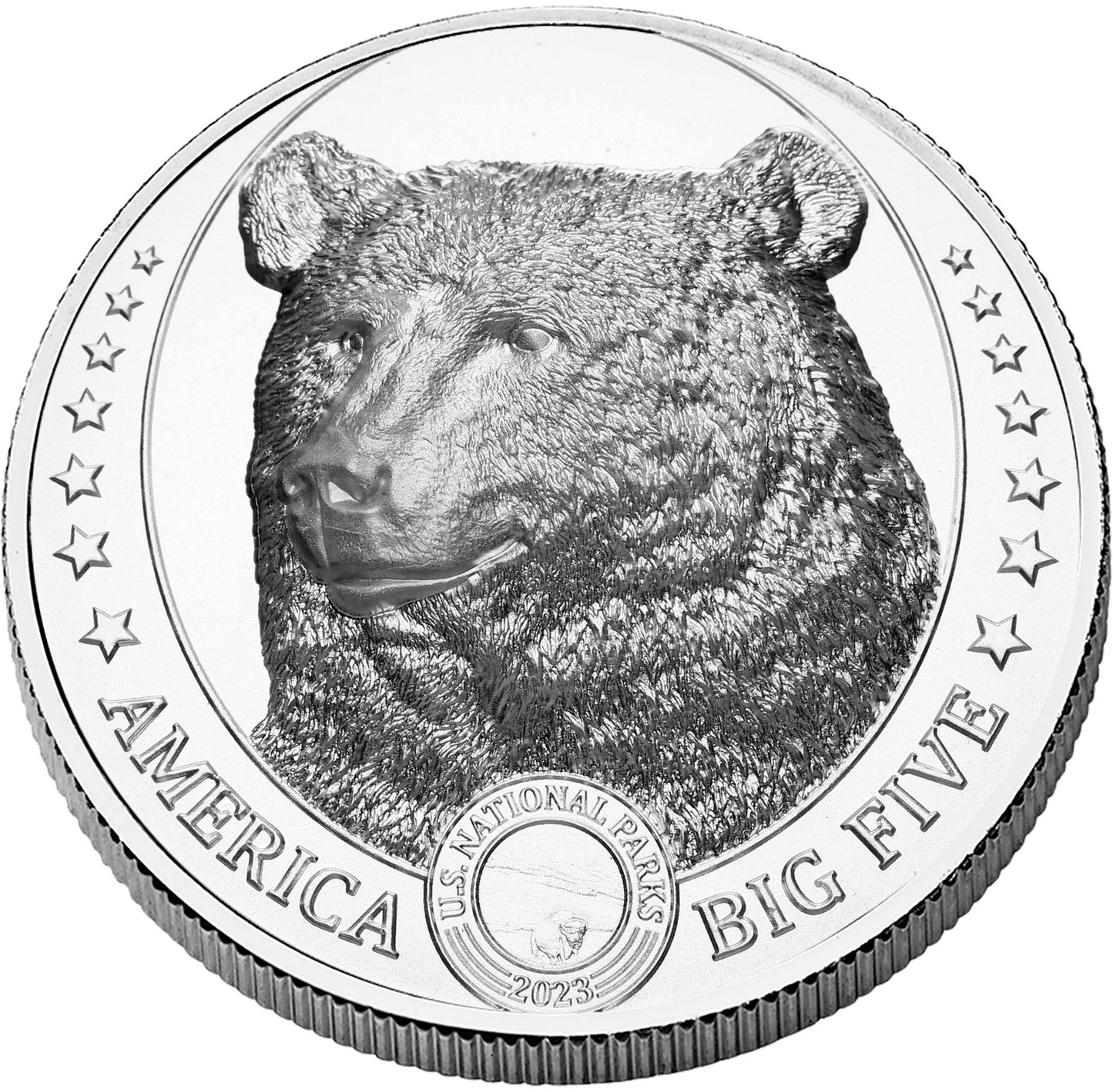 2023 Fiji America Big Five Brown Bear UHR 1 oz Silver Coin NGC MS 70 - CoinsTV