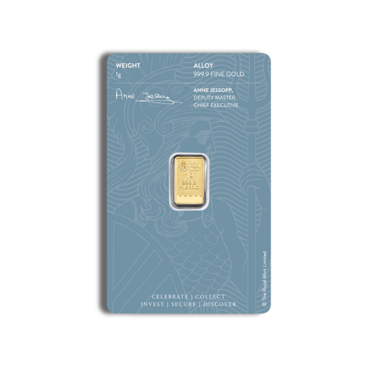 1 gram Gold Bar - Britannia (Carded)