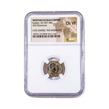 Ancient Roman Bronze Coin - Gratian AD 367-383 Late Empire: The Dominate - NGC Ch VF