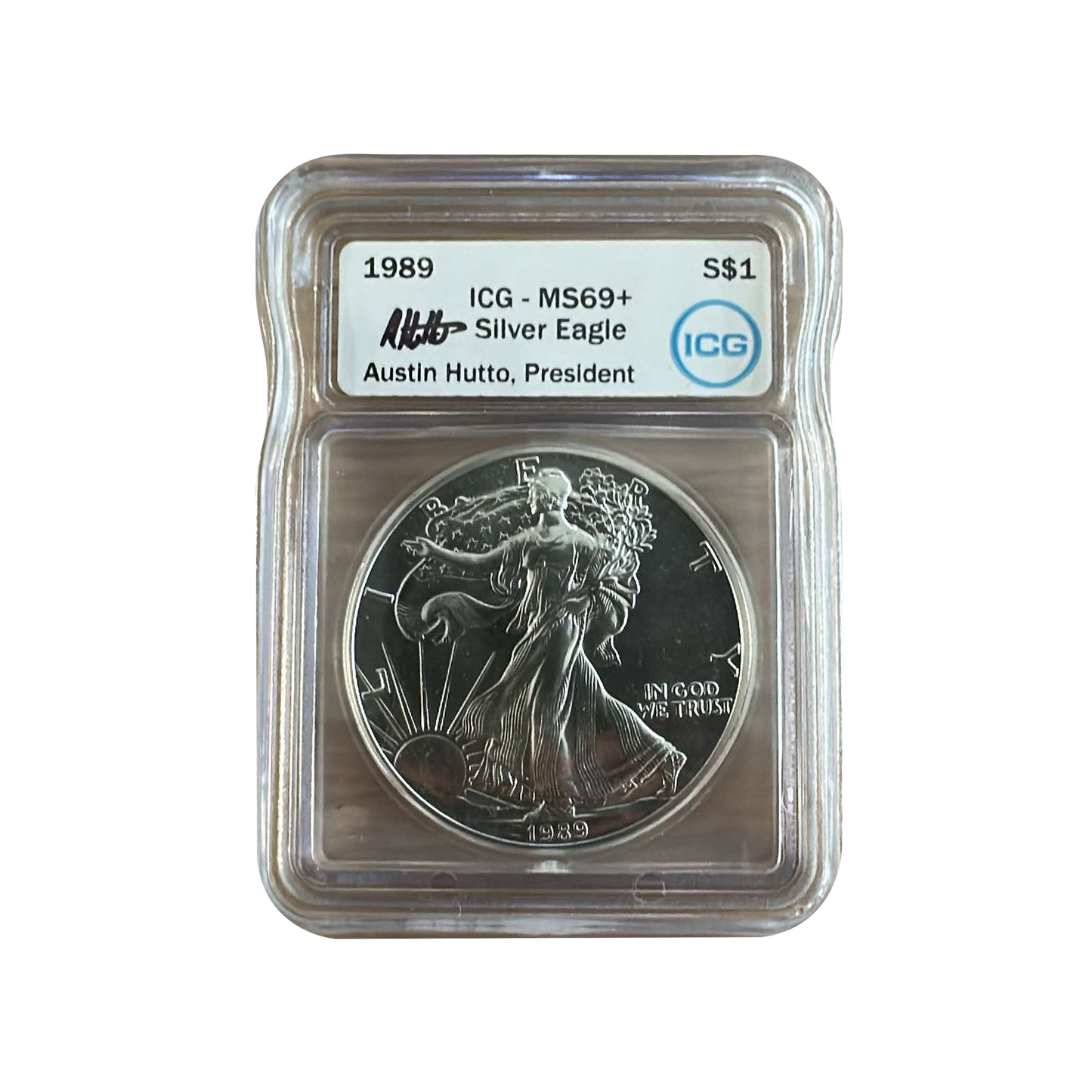 1989 Silver Eagle - Austin Hutto Signature - ICG MS69+