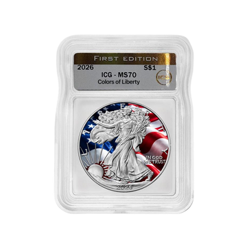 2026 Silver Eagle Colors of Liberty ICG MS70 - First Edition Gold Label