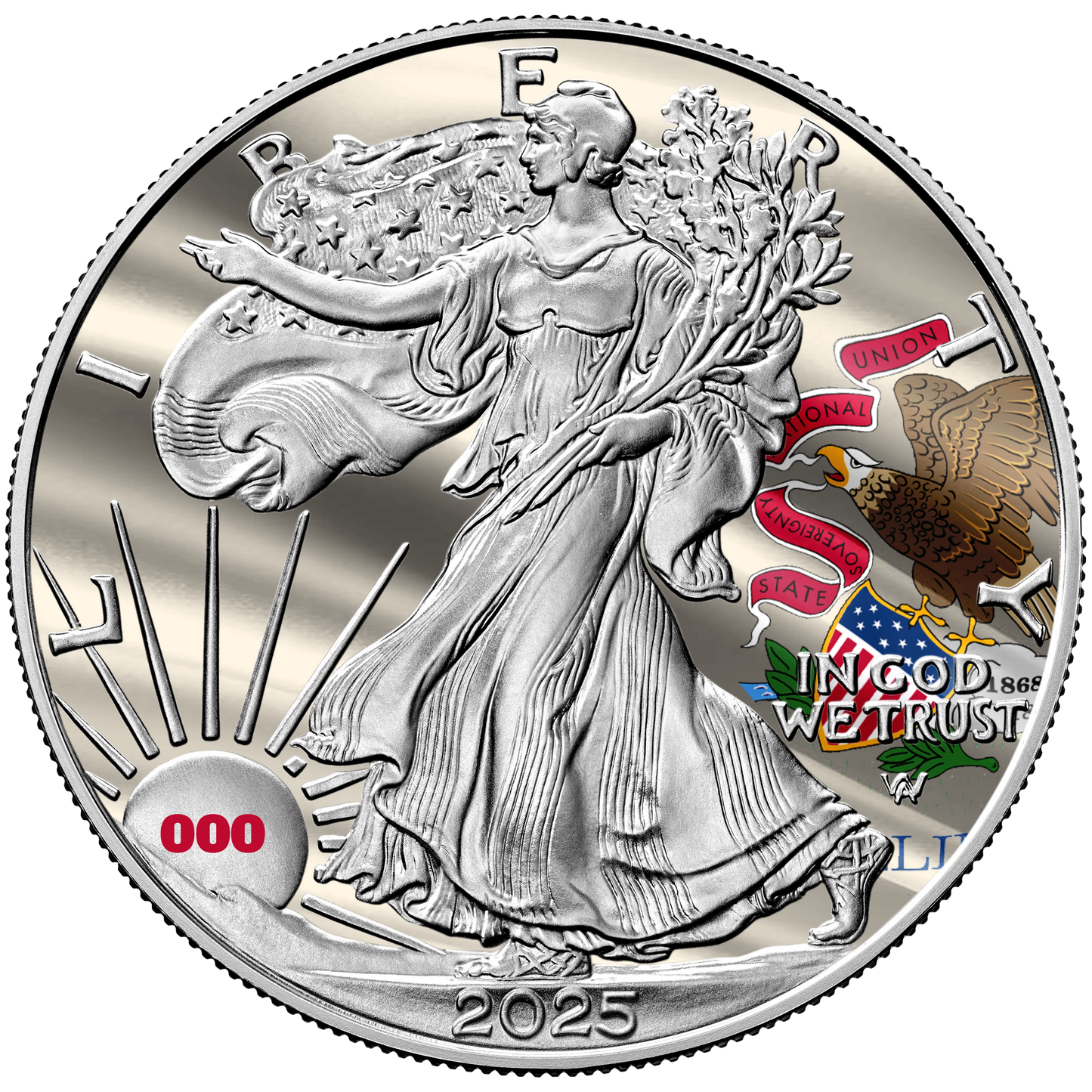 2025 State Flags Silver Eagle - Illinois Limited Edition