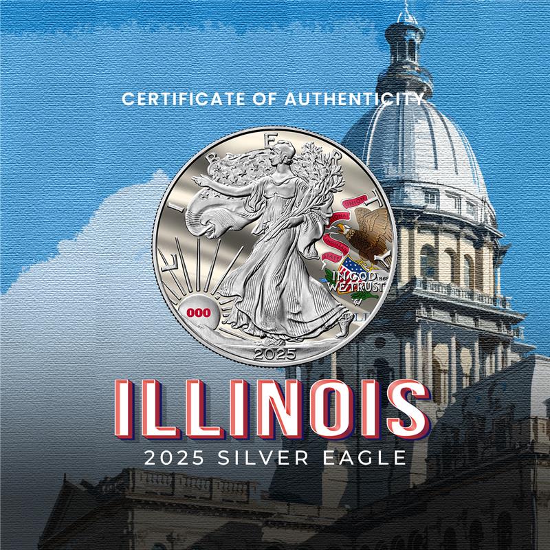 2025 State Flags Silver Eagle - Illinois Limited Edition