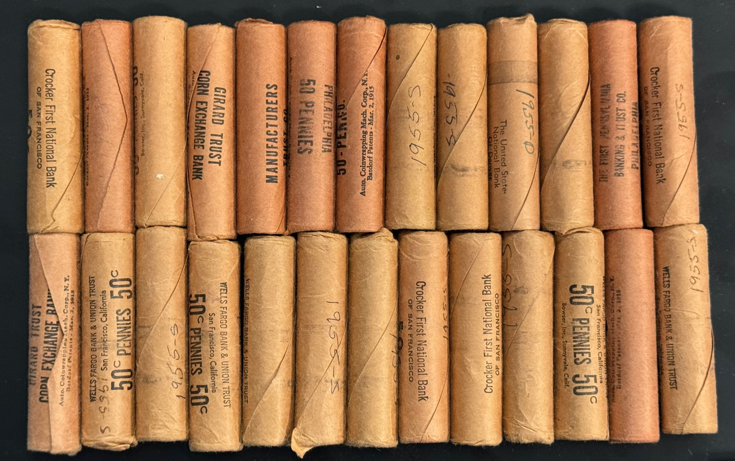 Lincoln Cent Bank Wrapped Roll of 50