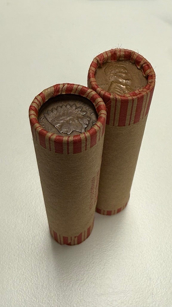 Unsearched Lincoln Cent with Indian Cents Enders Circulated - Bank-Wrapped Roll