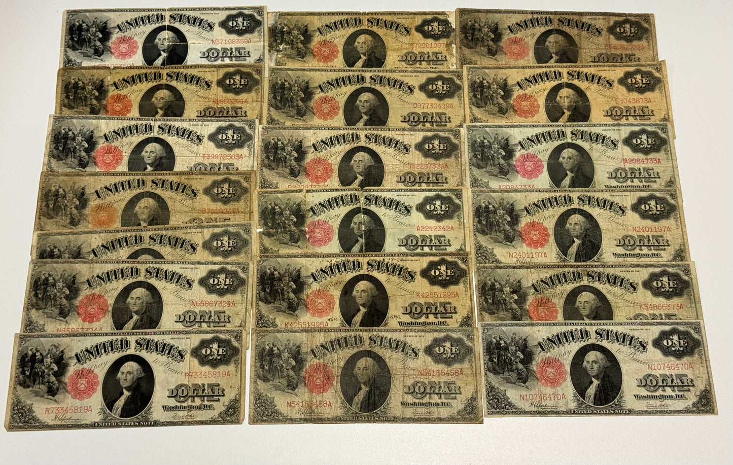 1917 $1 Washington Legal Tender Red Seal Currency Note - CoinsTV