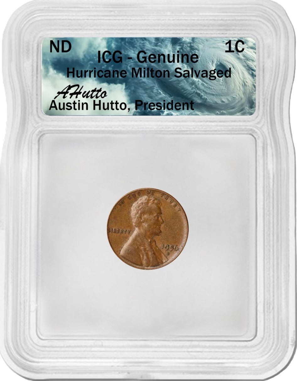 Lincoln Cent - Hurricane Label & Signature - ICG Genuine - CoinsTV