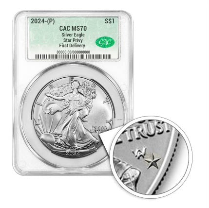 2024-P Silver Eagle Star Privy - CAC MS70 First Delivery - CoinsTV