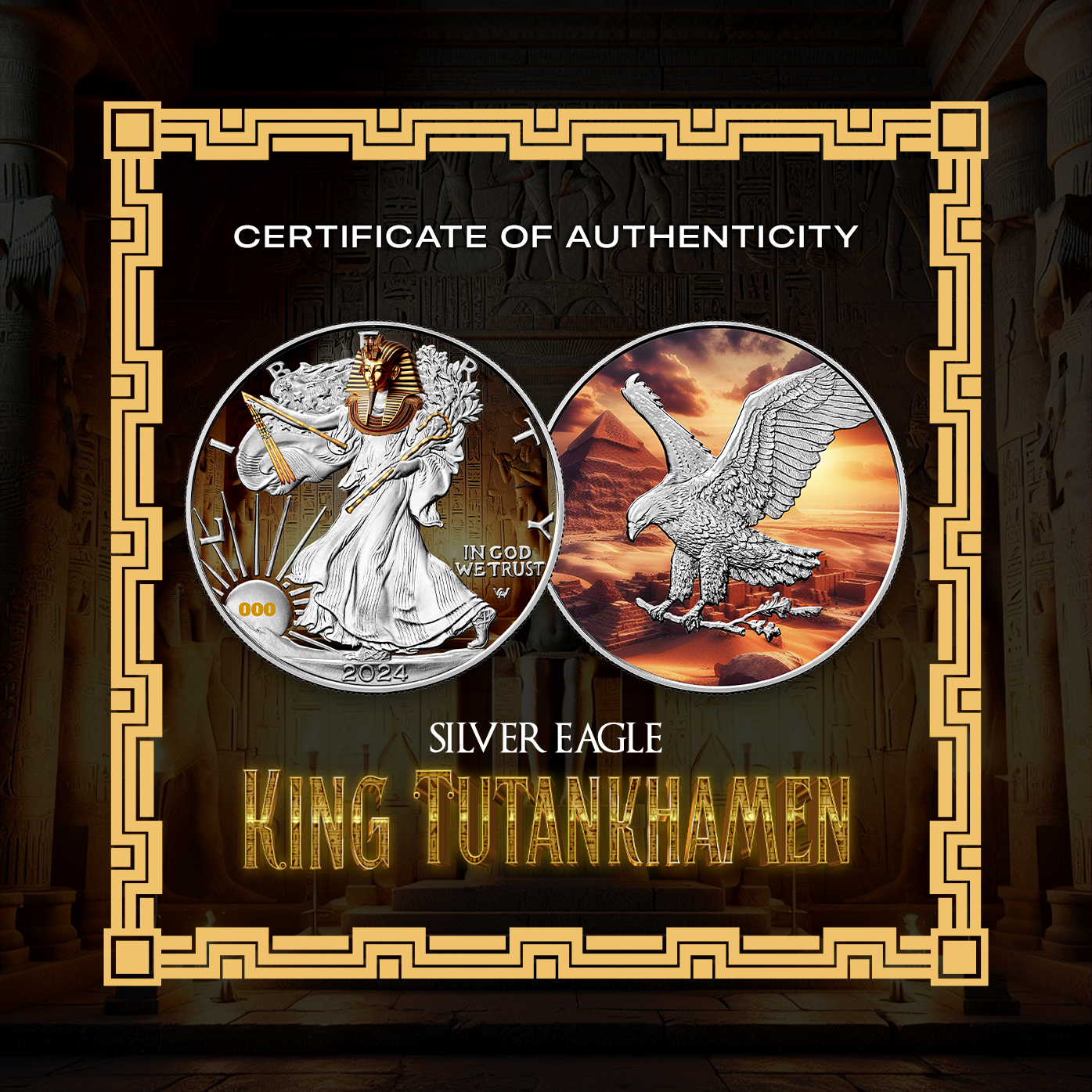 2024 Chromatics King Tutankhamen Silver Eagle - CoinsTV