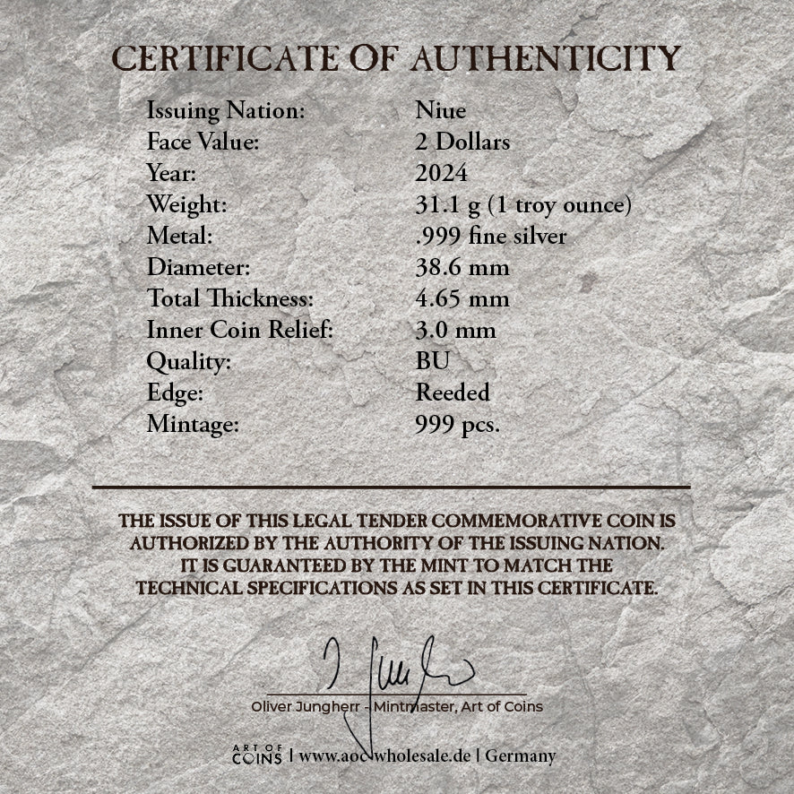 2024 Niue Vintage Libertad Tribute UHR & Incused 1 oz Silver Coin - CoinsTV