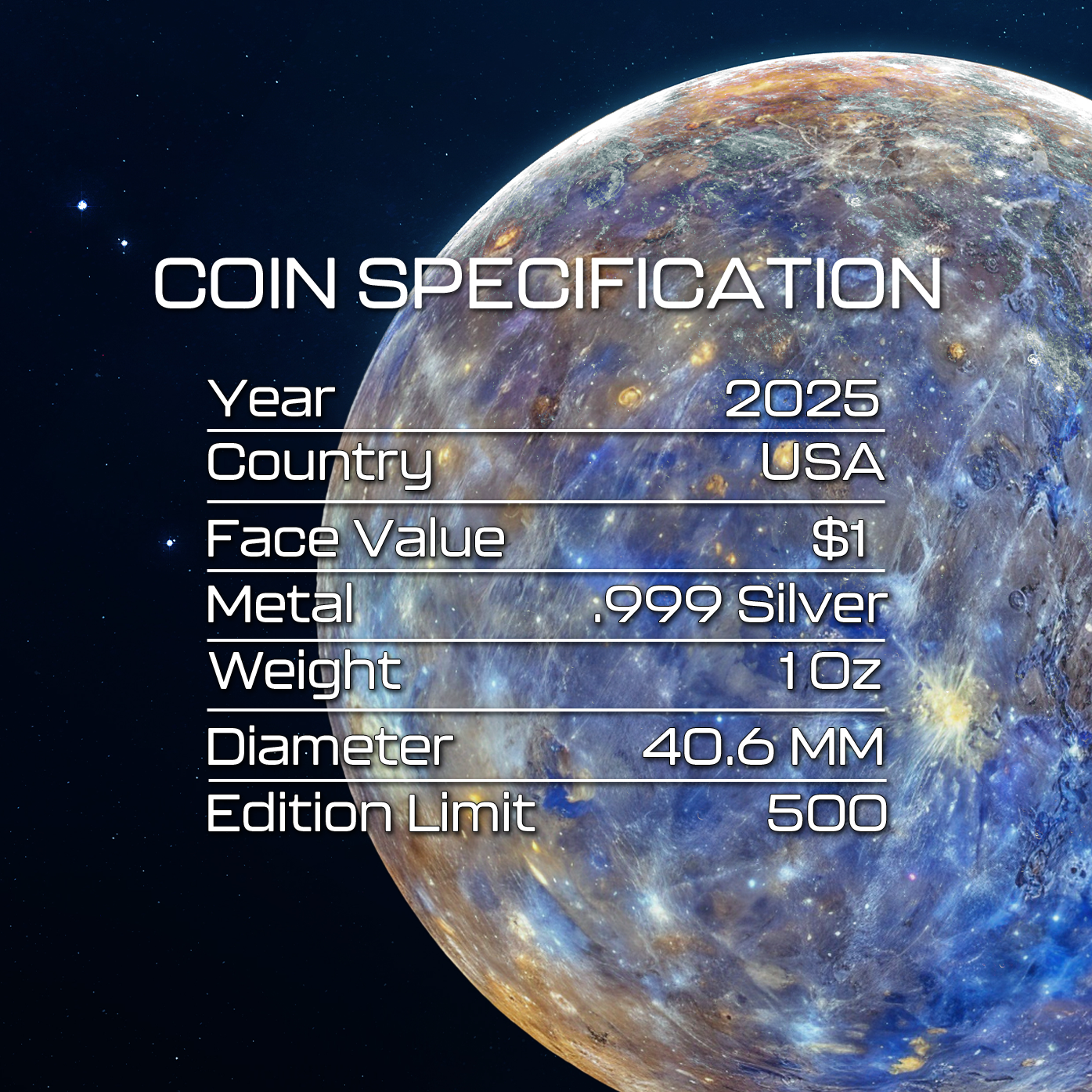 2025 Mercury Silver Eagle - Planets of the Solar System Series - CoinsTV