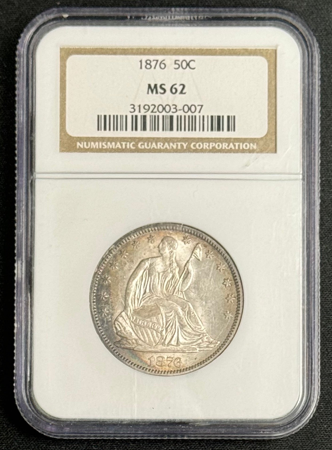 1876 Seated Liberty Half Dollar NGC MS62