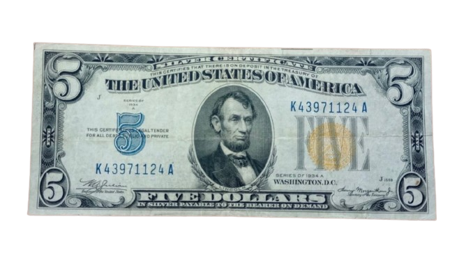 1934 $5 North Africa Emergency Currency Notes - Circulated - CoinsTV