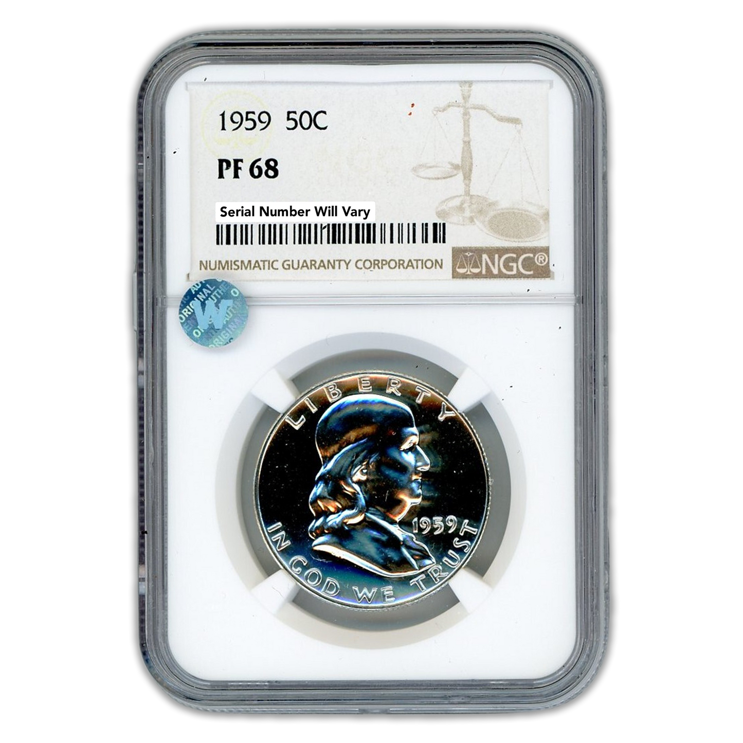 1959 Franklin Silver Half Dollar - NGC PF68 Sight White