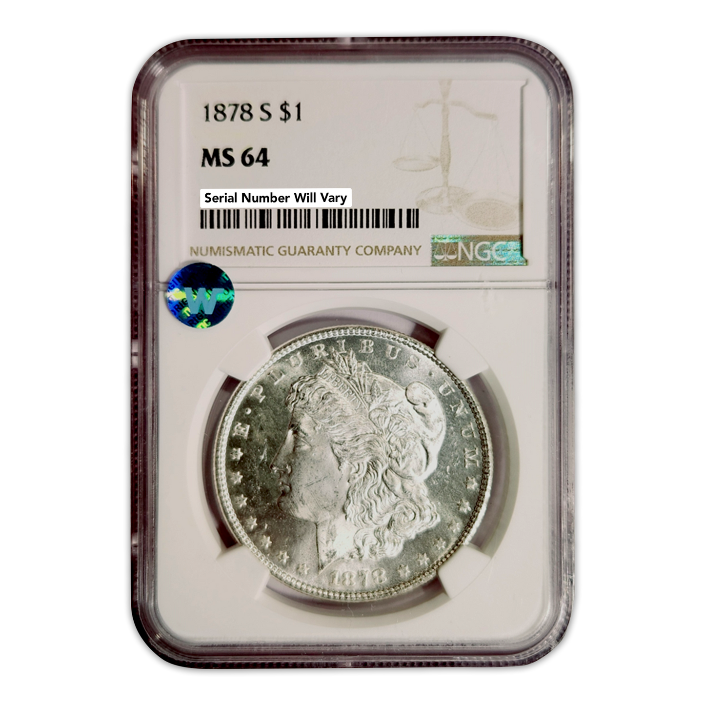 1878-S Morgan Silver Dollar San Francisco - NGC MS64 Sight White