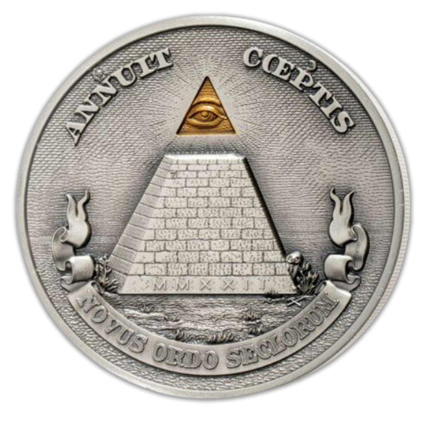 2022 Niue 5 oz Antiqued Silver Eye of Providence Ultra High Relief NGC MS70 First Day of Issue