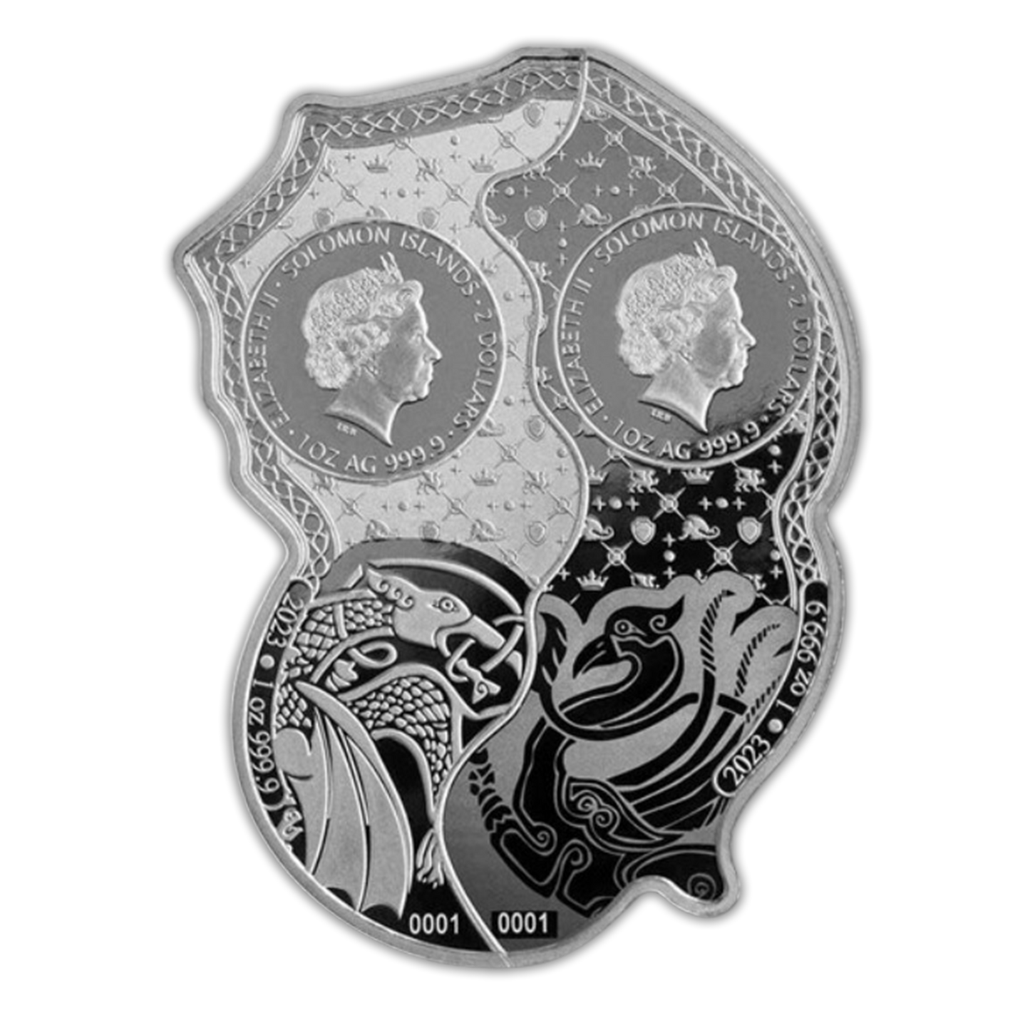 2023 Solomon Islands Silver Phoenix & Dragon 2 pc. Coin Set