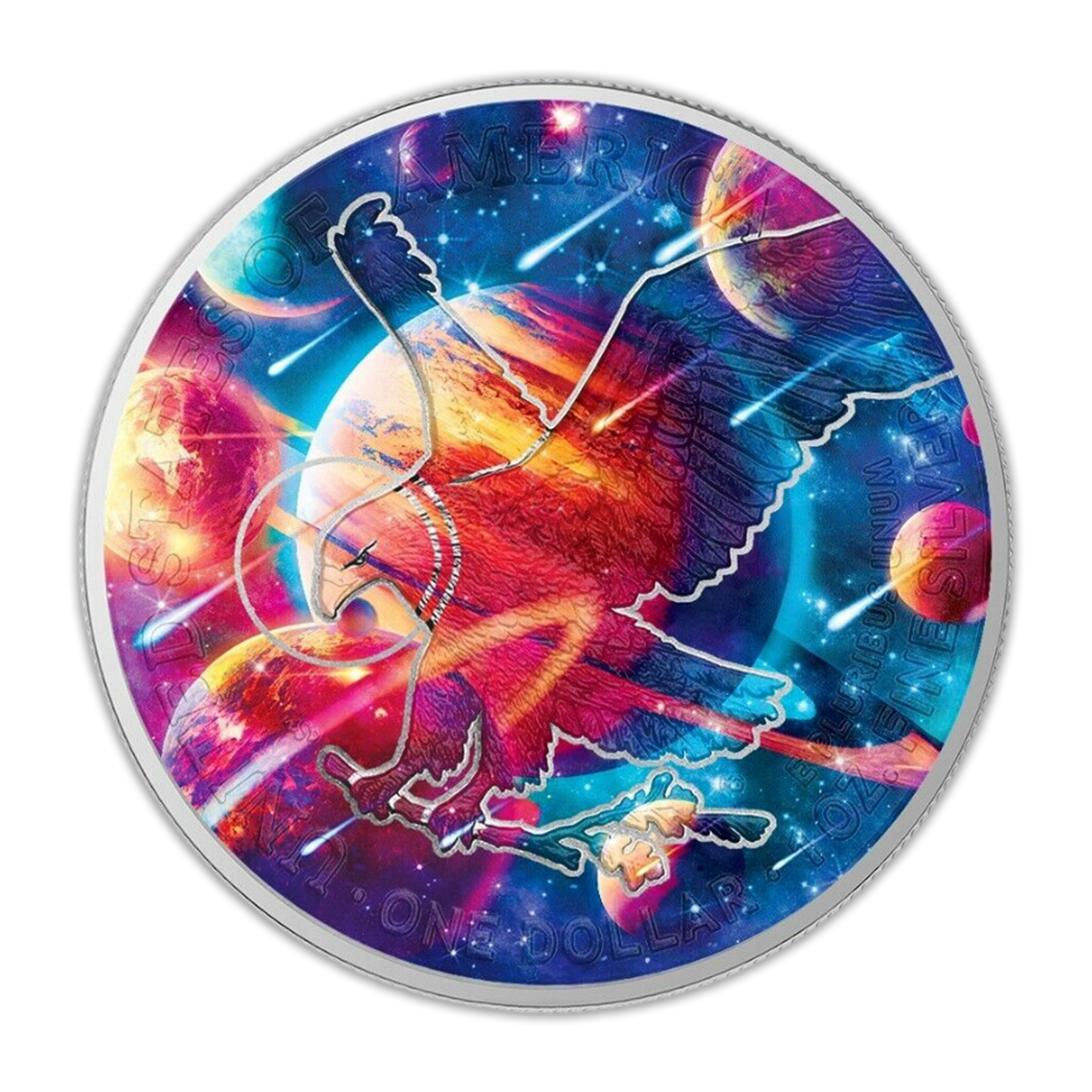 2023 Silver Eagle Glowing Galaxy 1 oz Silver - US Mint - CoinsTV
