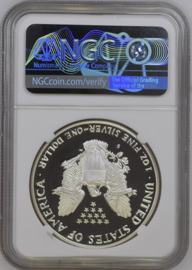 1986-S Silver Eagle - Proof- signed by Thomas Uram NGC PF70 Ultra Cameo - CoinsTV