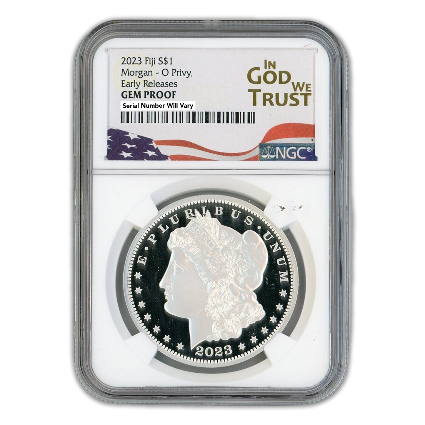 2023-O Morgan $1 Fiji Silver Tribute - NGC In God We Trust Label GEM PROOF Early Release