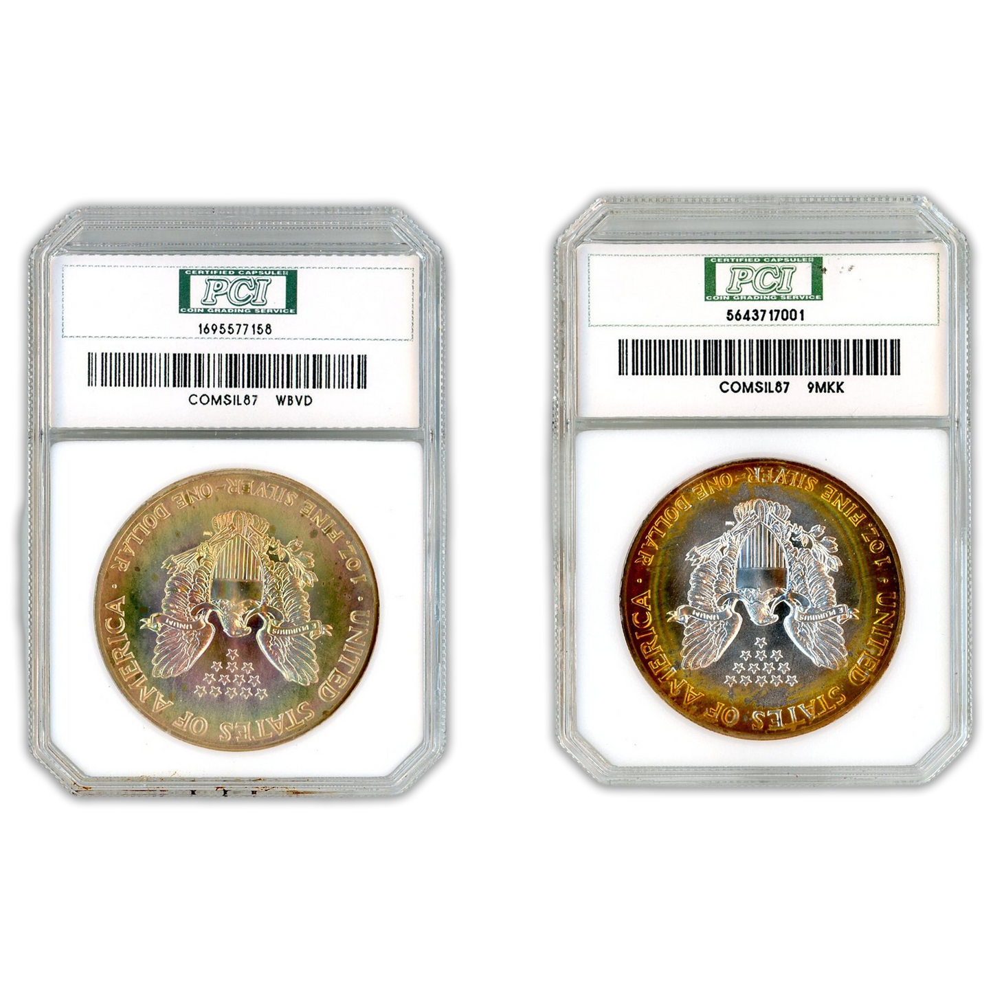 1987 Silver Eagle -Toning - PCI MS67 - CoinsTV