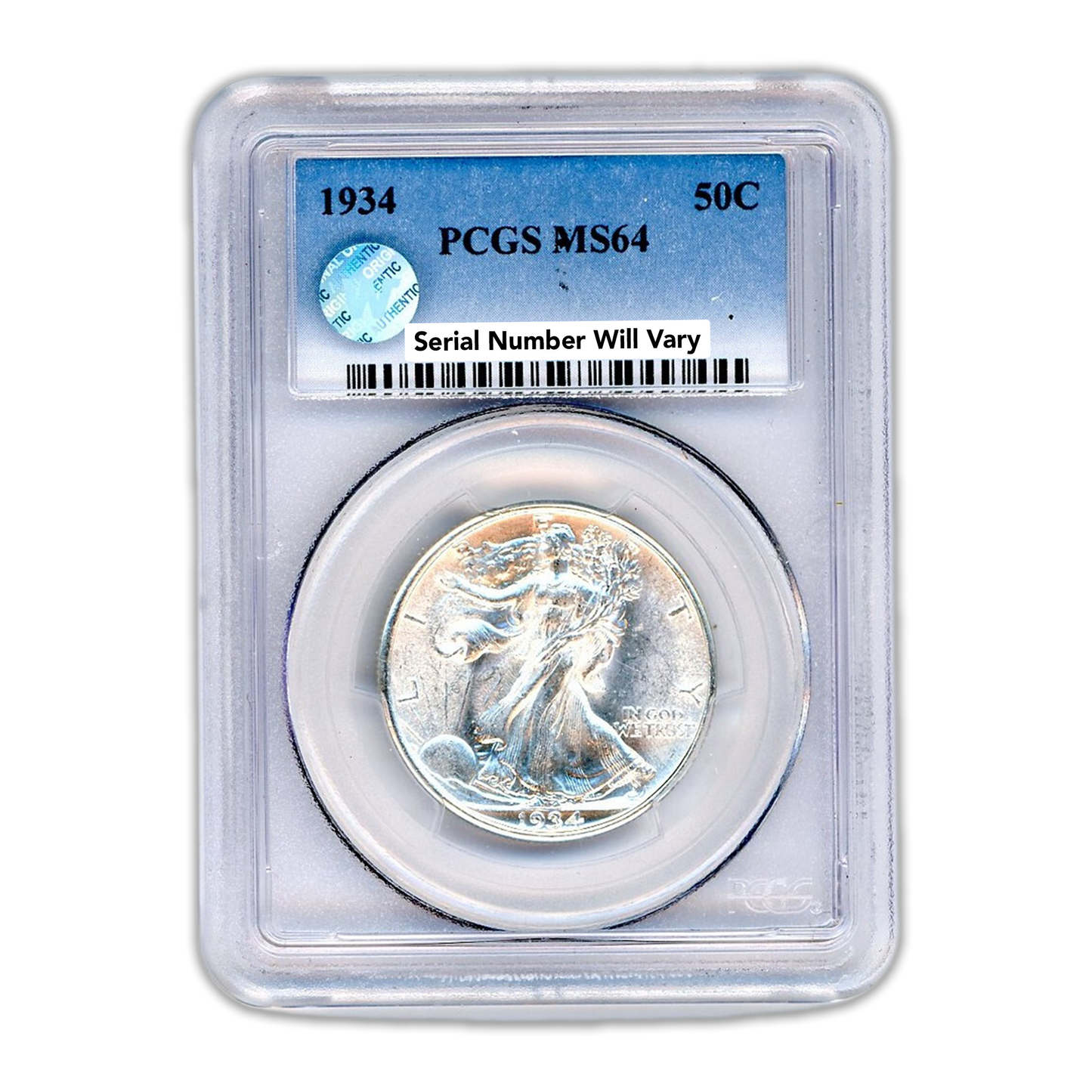 1934 Walking Liberty Silver Half Dollar - PCGS MS64 Sight White